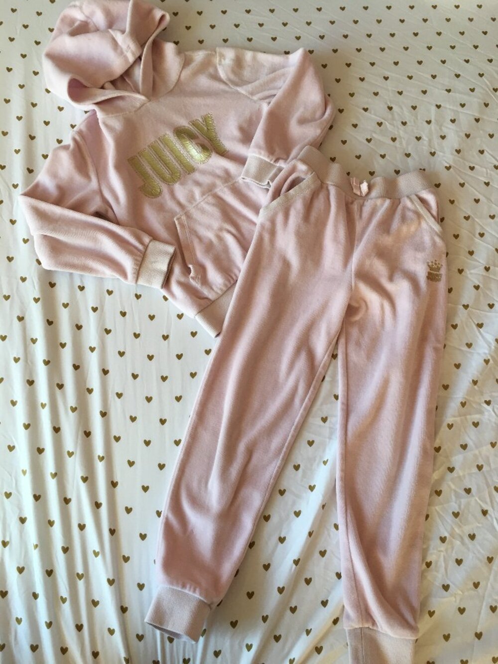 Juicy Couture Light Pink Velour Hoodie & Pants Set 7T